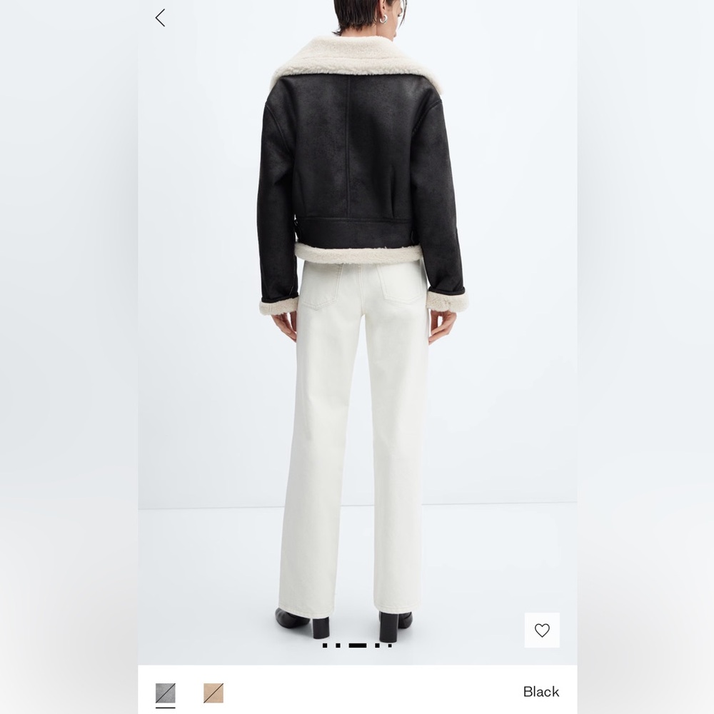MANGO Shearling Effect Lined Short Jacket Size Sm… - image 3